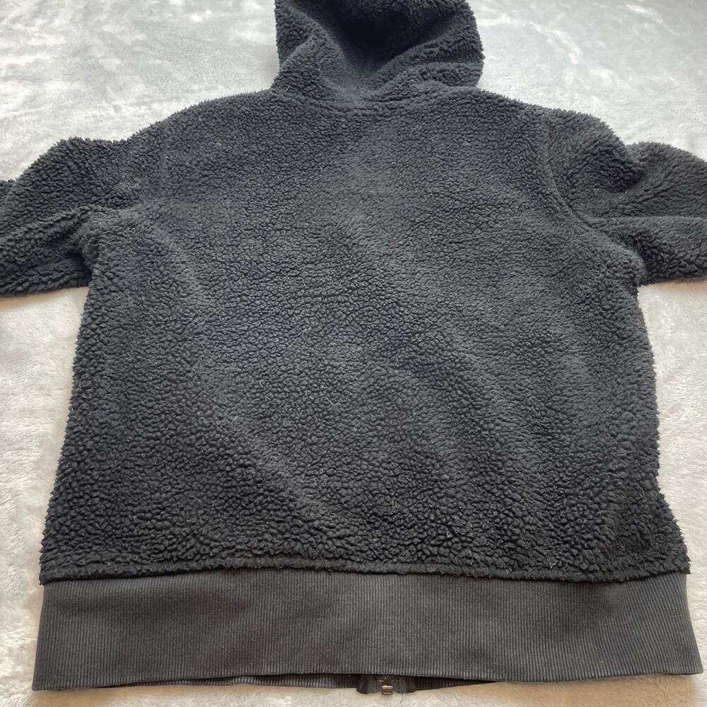 Uniqlo Womens Teddy Fleece Hoodie Jacket Sz S Black Full Zip Sherpa Pockets Cozy - Picture 2 of 9